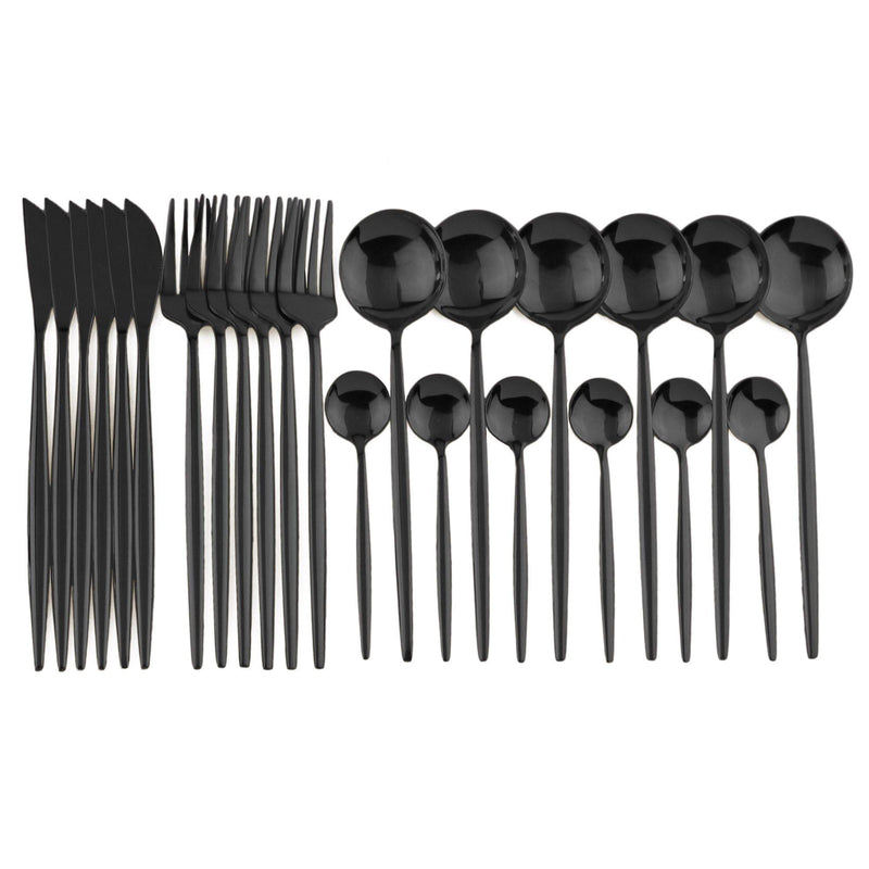 Talher Aço Negro Premium Feito à Mão 24pcs